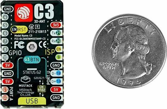 Actual product image M5Stack Developer board M5Stamp C3 Mate with pin headers