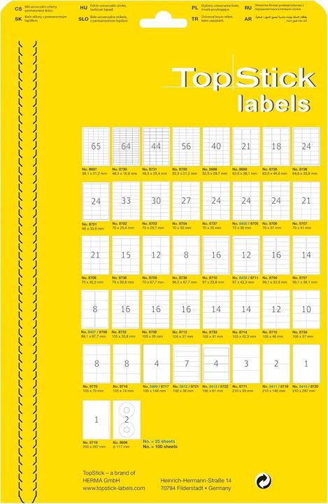 Produktbild TopStick Etichette Universali