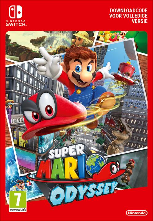 Image du produit Nintendo Switch Rouge + Code de téléchargement Super Mario Odyssey + Autocollant du film Super Mario Bros.