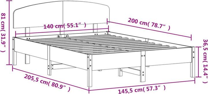 Image du produit vidaXL Bettgestell (140 x 200 cm)