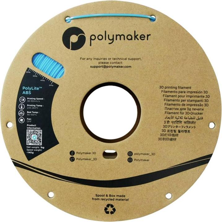Actual product image Polymaker PolyLite ABS Hellblau 1,75 mm 1000 g (ABS, 1.75 mm, 1000 g)