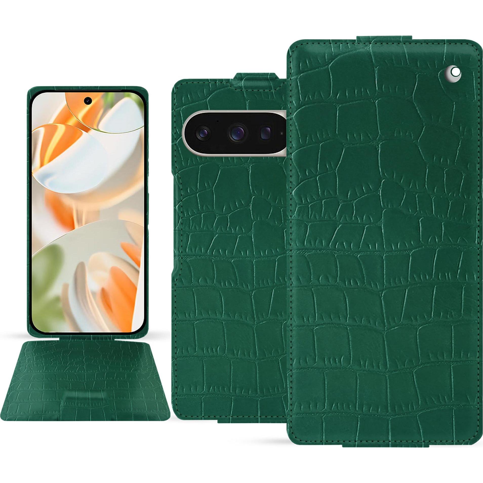 Noreve Lederschutzhülle vertikal (Google Pixel 9 Pro Fold), Smartphone Hülle, Grün