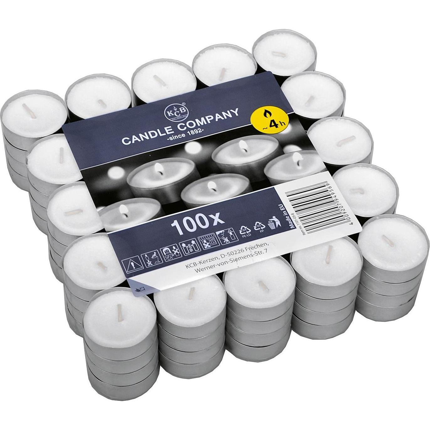 10x Kerzen, Teelicht ø4cm weiss 100 Stück (100 Stk.)