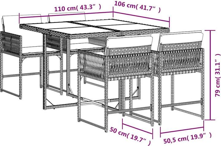 Produktbild vidaXL Garten Essgruppe (165 x 165 x 73 cm)