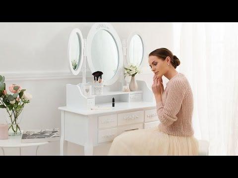 Image du produit tectake Coiffeuse (40 x 40 x 145 cm)