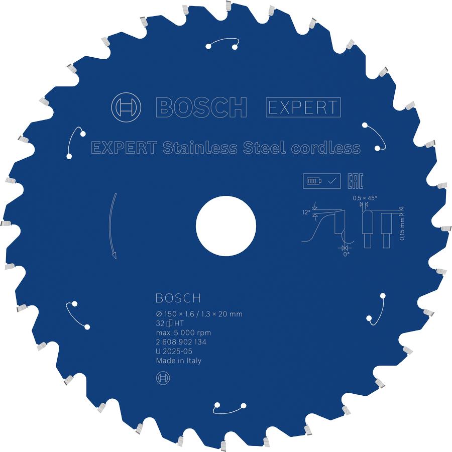 Bosch Professional Zubehör, Lama, EXPERT Stainless Steel Kreissägeblatt, 150x20 mm, T32