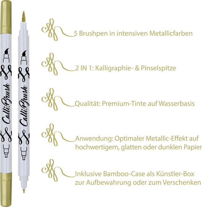Produktbild Online Callibrush Pen Double Tip 2mm 19089 metallic (assortiert) (5x)