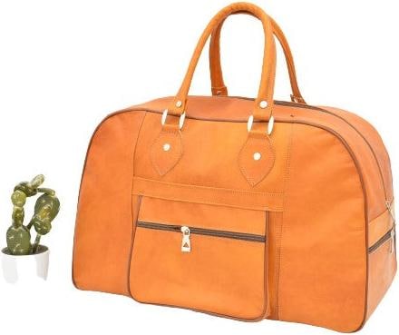 Only-Bags.Store Camel Leder Reisetasche für Männer & Frauen, Weekender Overnight Duffel Gepäck Lederhandtasche