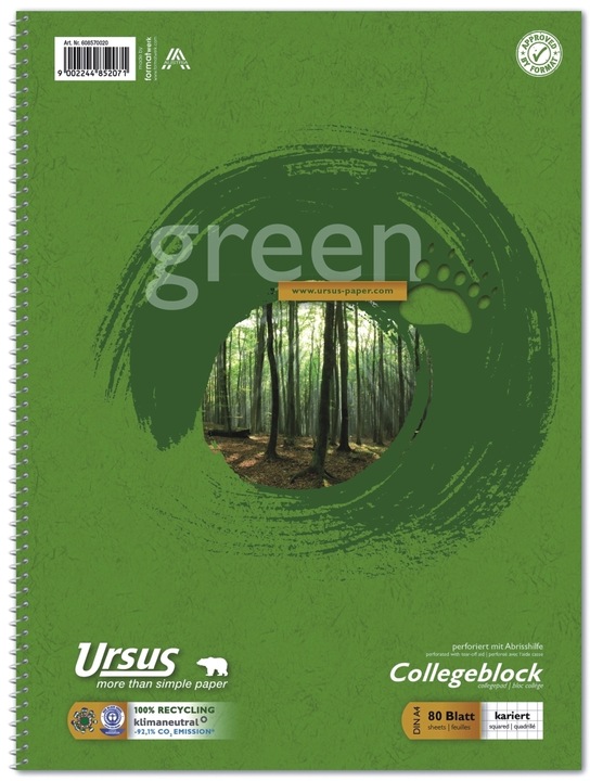 Actual product image Ursus Green Collegebook (A4, Checked)