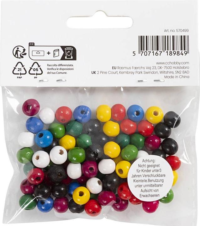 Produktbild Creativ Company Holzperlen in verschiedenen Farben, 150 Stück.