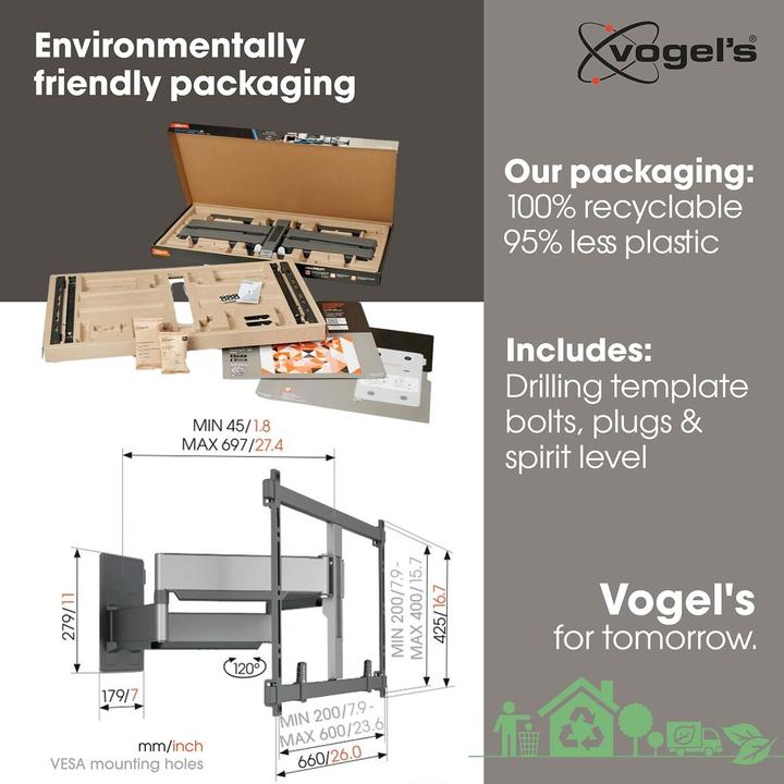 Image du produit Vogels TVM 5855 (Mur, 100", 75 kg)