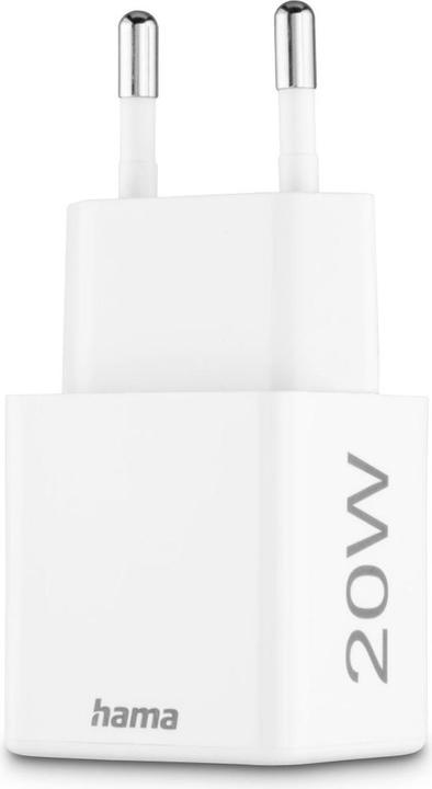Produktbild Hama Schnellladegerät, 1*USB-C PD, 1*USB-A QC, Mini-Ladegerät, 20W, Weiss (20 W)