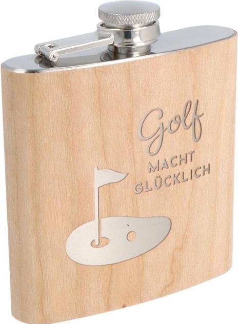 Image du produit Trendcompany Flasque en bois - Le golf rend heureux (170 ml)
