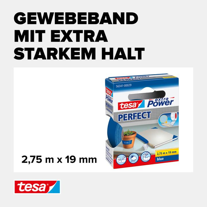 Actual product image tesa EXTRA POWER PERFECT fabric tape, fabric-reinforced duct tape (19 mm)