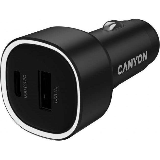Canyon Car accessories car charger OnDrive 48 PD 48W USB-A+USB-C Black, Adattatore per auto, Nero