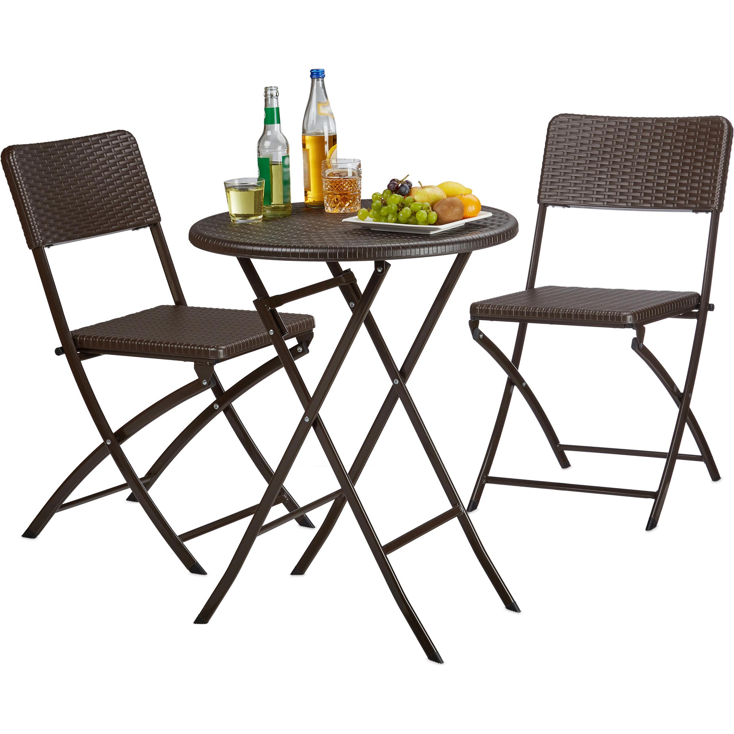 Relaxdays, Gartentisch + Balkontisch, Gartenmöbel Set (60 cm)