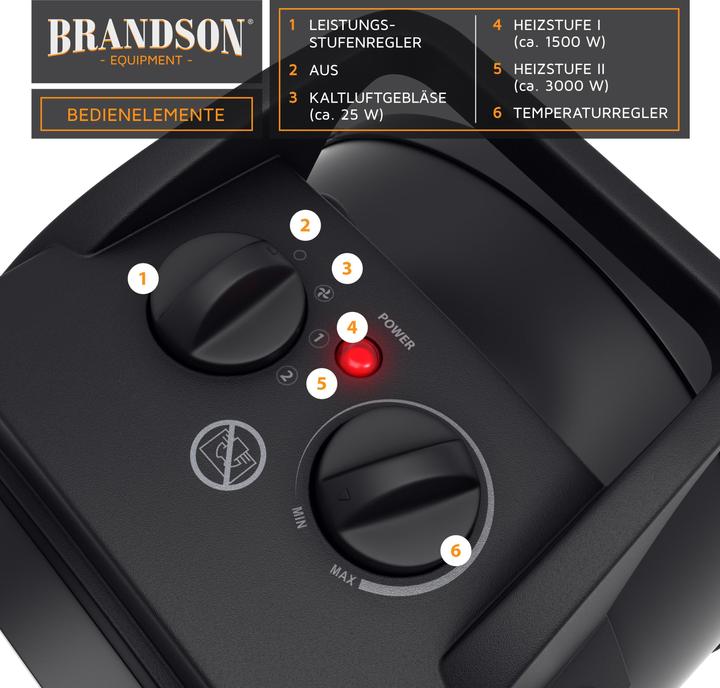 Actual product image Brandson Fan heater 3000 Watt, Fan heater 3 kW, Ceramic electric fan heater for construction site, Ceramic (3000 W)
