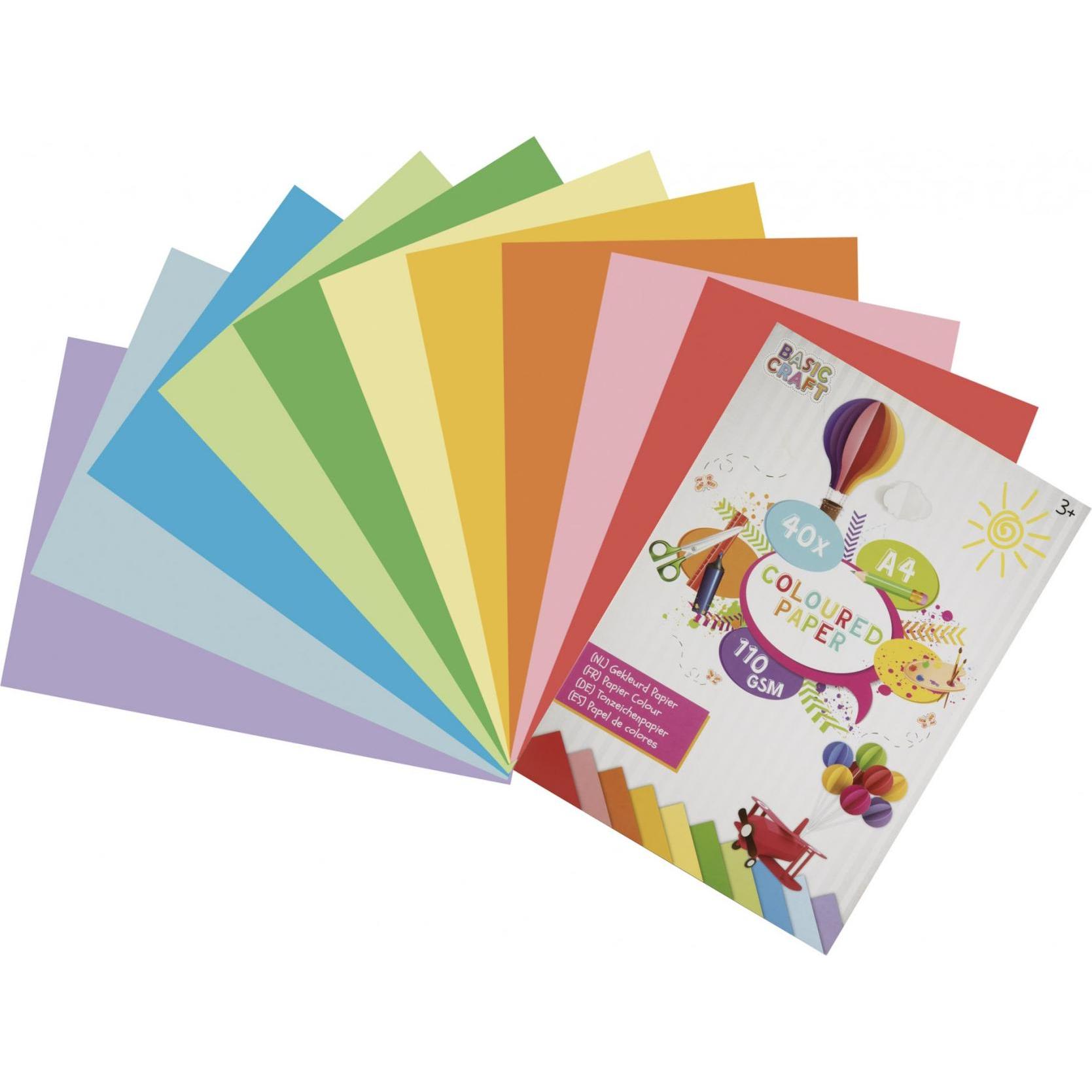 Creative Craft Group, Quaderni + Bloc notes, Blok A4 m. 40 ark. ass. kulørt papir (A4)