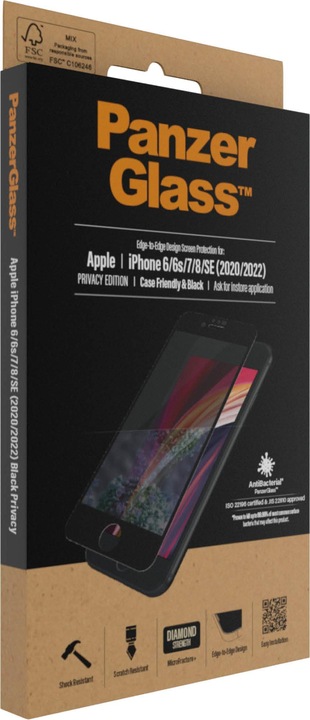 Produktbild PanzerGlass Case Friendly Privacy (1 Stück, Apple iPhone 6, Apple iPhone 6s, Apple iPhone 7, Apple iPhone 8, Apple iPhone SE (2nd Gen), Apple iPhone SE (3rd Gen))