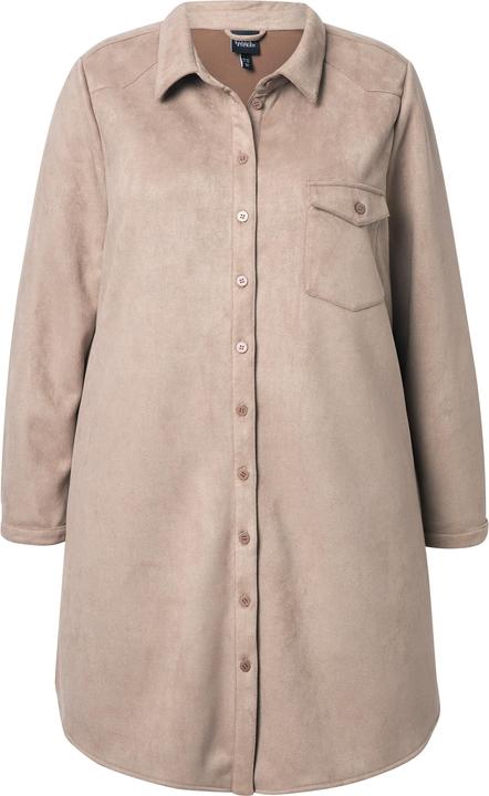 Produktbild Ulla Popken Suede-Longjacke, A-Linie, Hemdkragen, Langarm (46, 48)