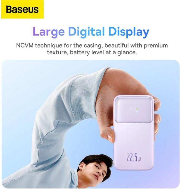 Produktbild Baseus Powerbank Comet with USB to USB-C cable, 10000mAh, 22.5W (purple) (10000 mAh, 22.50 W, 38.50 Wh)