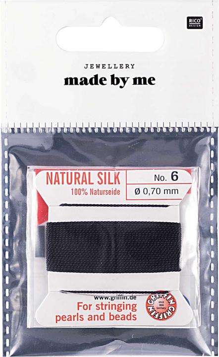 Image du produit Rico Fil d'enfilage de perles avec aiguille, noir 0.70 mm, 2 m