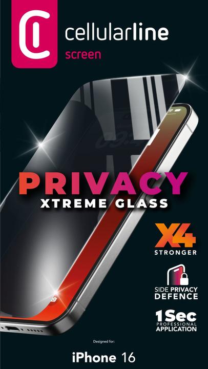 Productafbeelding Cellularline Xtreme Privacy Glas (1 Stuk, Apple iPhone 16)