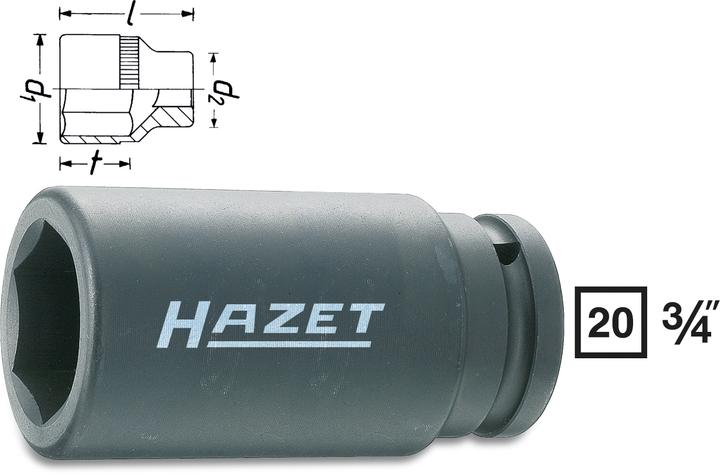 Produktbild HAZET Schlag-, Maschinenschrauber Steckschlüsseleinsatz ∙ Sechskant 1000SLG-30 ∙ Vierkant20 mm (3/4… (30 mm)