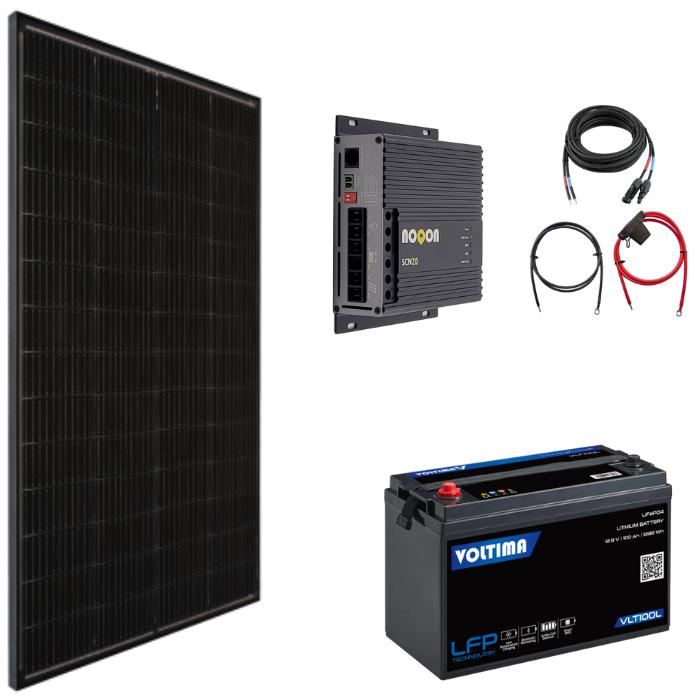 Noqon Solaranlage Basic-Set MEDIUM - mit Lithium Batterie (200 W)