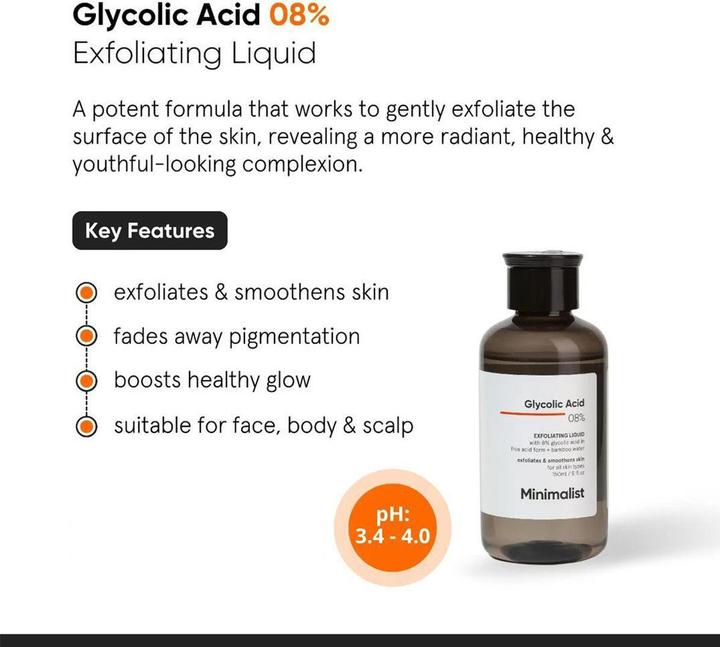 Actual product image Minimalist Glycolic Acid 08% (Cleansing scrub, 150 ml)