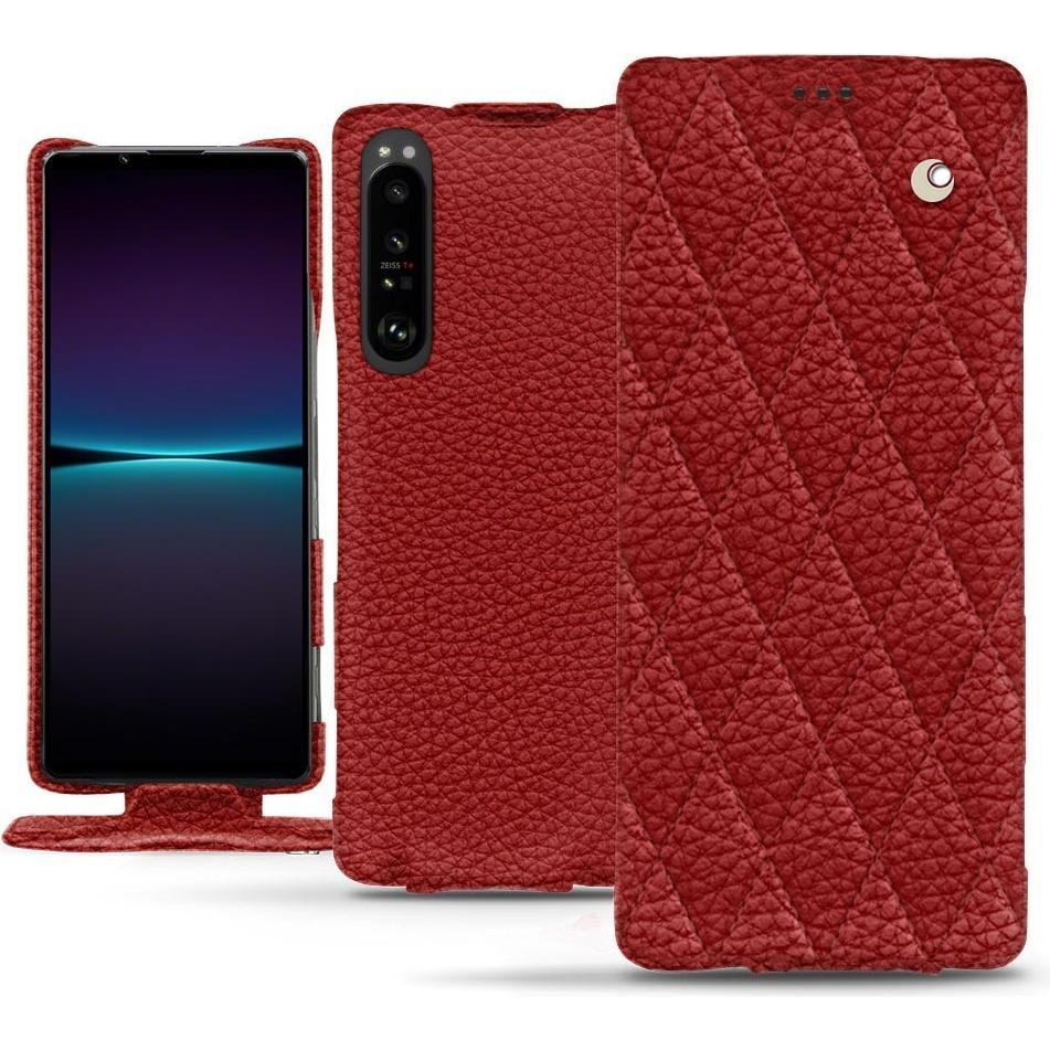 Noreve Lederschutzhülle vertikal (Sony Xperia 1 IV), Smartphone Hülle, Rot