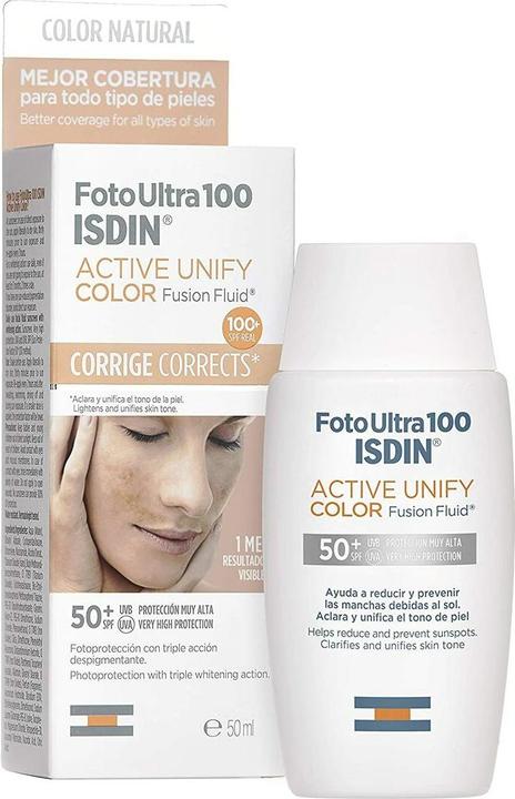 Actual product image Isdin Fotoultra 100 Active Unify Colour (Sun cream face, SPF 50+, 50 ml)