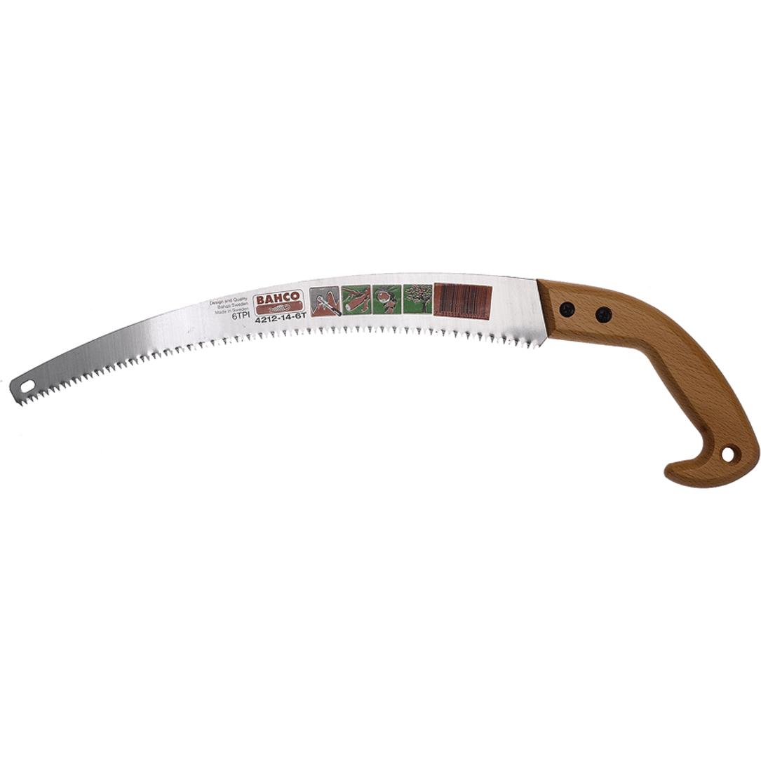Bahco, Handsäge, Astsäge mit nachschärfbaren Zahnspitzen und Holzgriff, 6 ZpZ, 14"