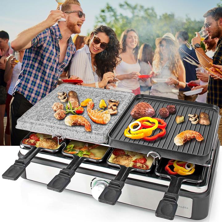 Image du produit Nedis Gourmet/Raclette Grill/Stone 8 Persons Spatula Réglage de la température Non stick coating Rectangl