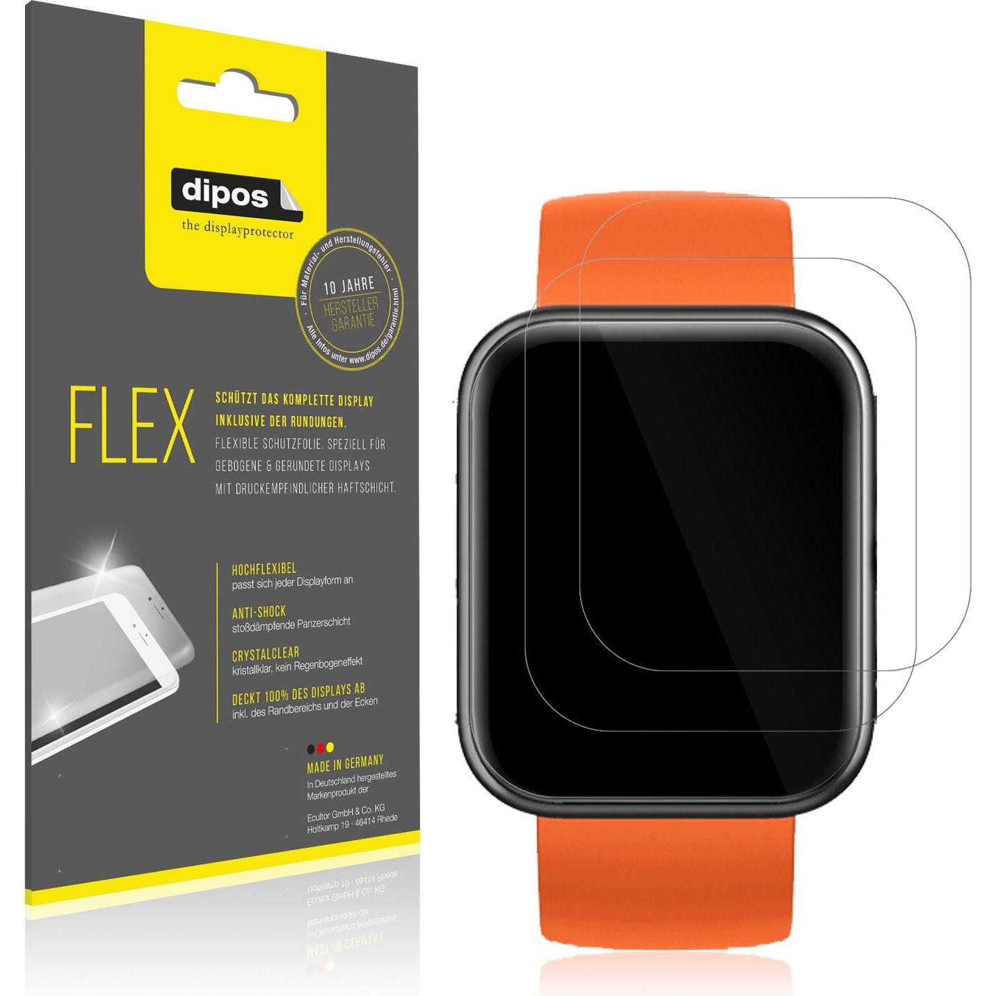 Dipos Displayschutzfolie Full-Cover 3D, Smartwatch Schutzfolie, Transparent