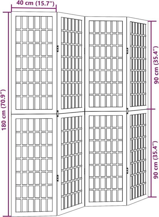 Immagine prodotto vidaXL Parete divisoria per ambienti 4 pezzi in legno massiccio nero di paulownia