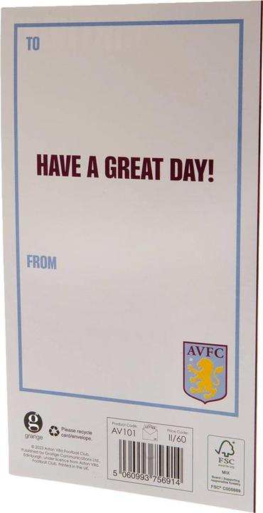 Actual product image Aston Villa FC Crest Birthday Card (1 pcs.)