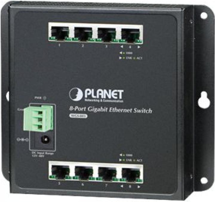 Actual product image Planet Industrial 8-Port 10/100/1000T Wall-mount Switch (-10-60 degrees C) (8 ports)