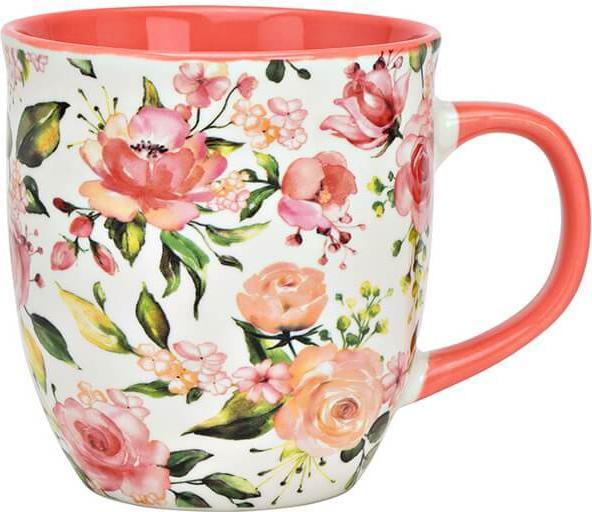 G. Wurm Porcelain Flower Decor Mug pink/pink (W/H/D) 14x11x11cm, 410ml (410 ml)