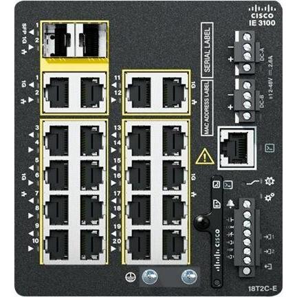 Cisco IE3100 W/18GE COPPER 2GE COMBO (20 Ports), Netzwerk Switch, Schwarz