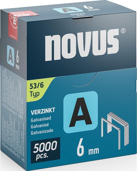 1x NOVUS Feindrahtklammer A Typ 53 Klammer-B.11,3mm 6mm 0,75mm 5000 St.