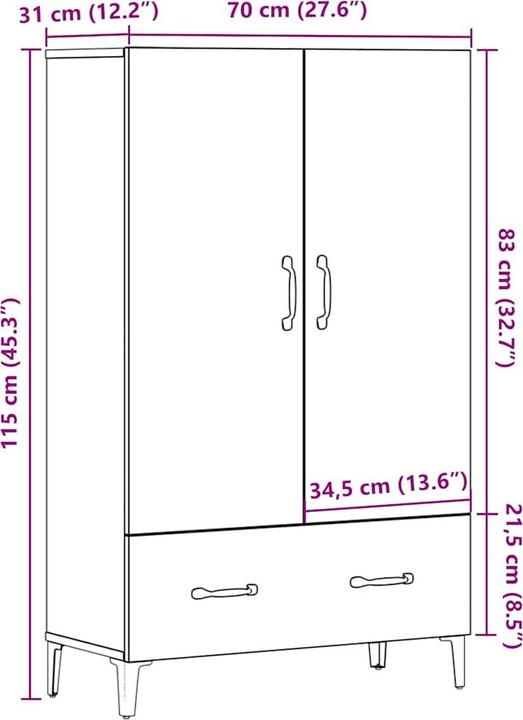Produktbild vidaXL Highboard (70 x 31 x 115 cm)