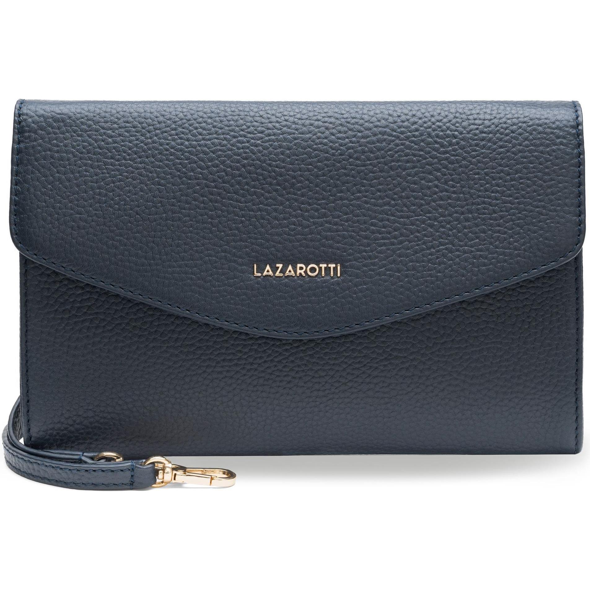 Lazarotti, Handtasche, Bologna Leather Clutch Tasche Leder 23 cm, Blau