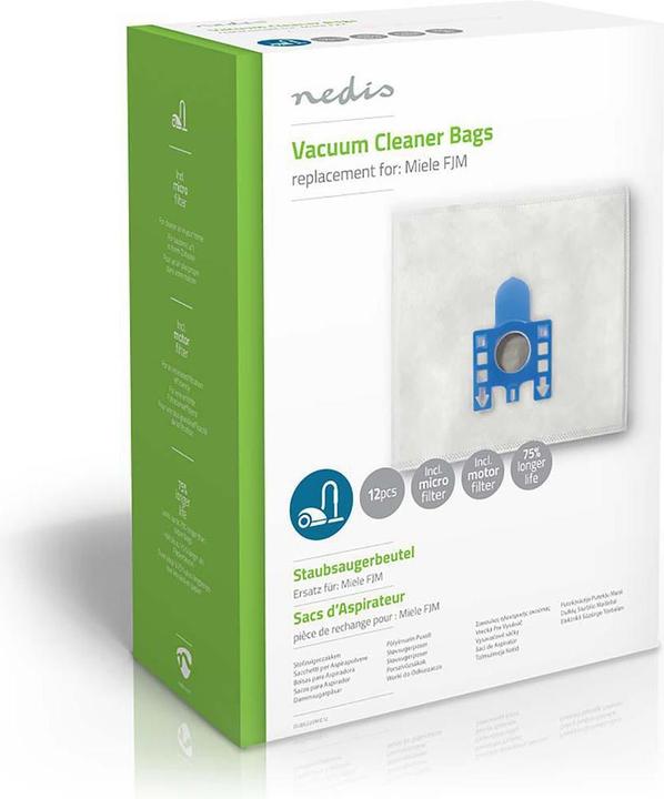 Actual product image Nedis Vacuum Cleaner Bag - for Miele FJM - 12 Dust Bags - 3 Microfilters - 3 Motorfilters - White (12 x)