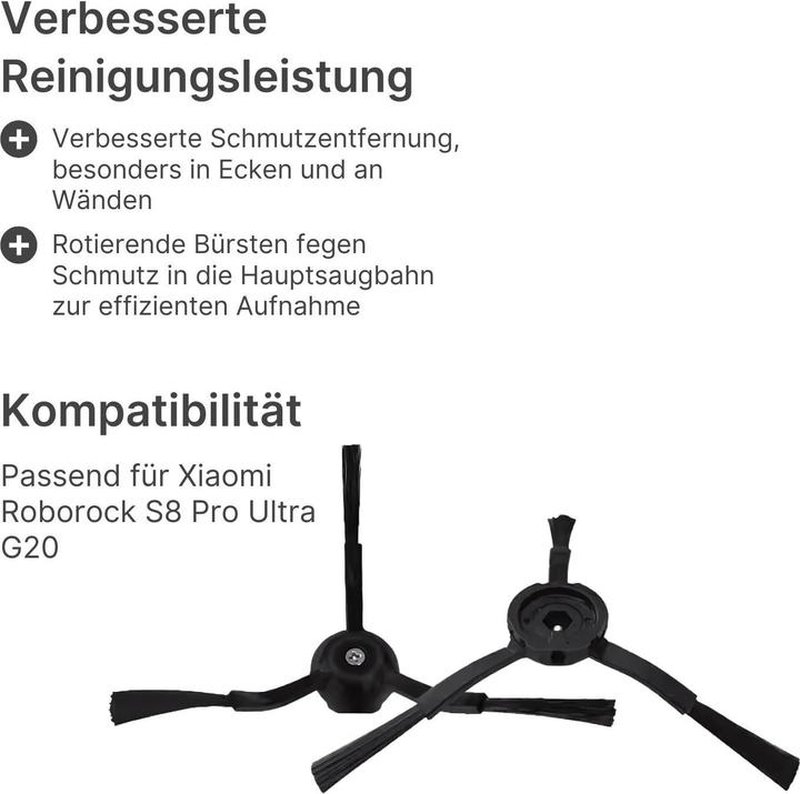 Produktbild Hermex Alternative Seitenbürsten Seitenpinsel zu Xiaomi Roborock S8 Pro Ultra G20