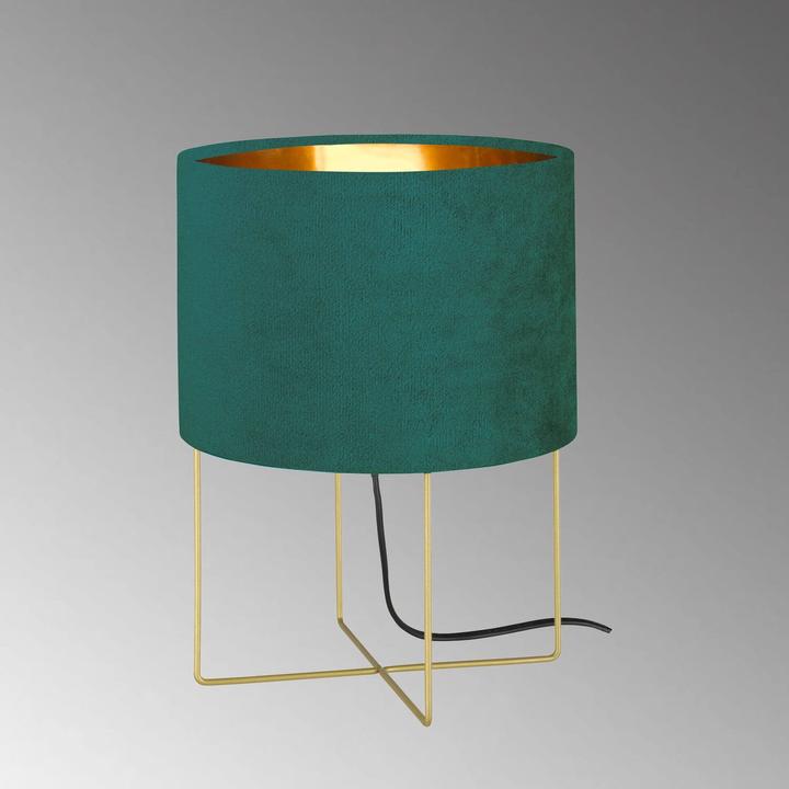 Actual product image Fischer & Honsel Honsel Aura table lamp E27 fabric shade petrol velvet, gold-coloured gold 50462 (E27)