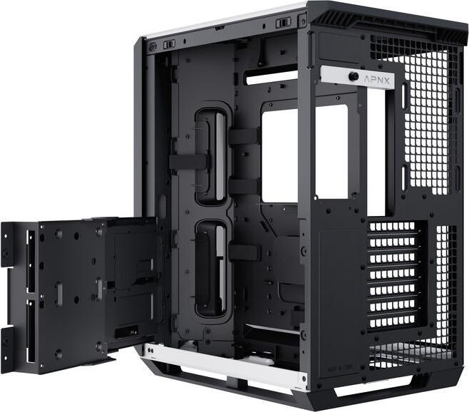 Produktbild APNX V1 PC-Gehäuse, Midi-Tower, ATX, Tempered Glass - Holz, schwarz / weiss (ATX)