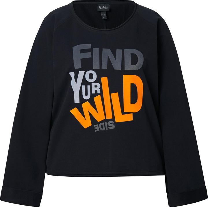 Image du produit Ulla Popken Sweat-shirt à message, manches longues et col rond, bords roulottés (58)