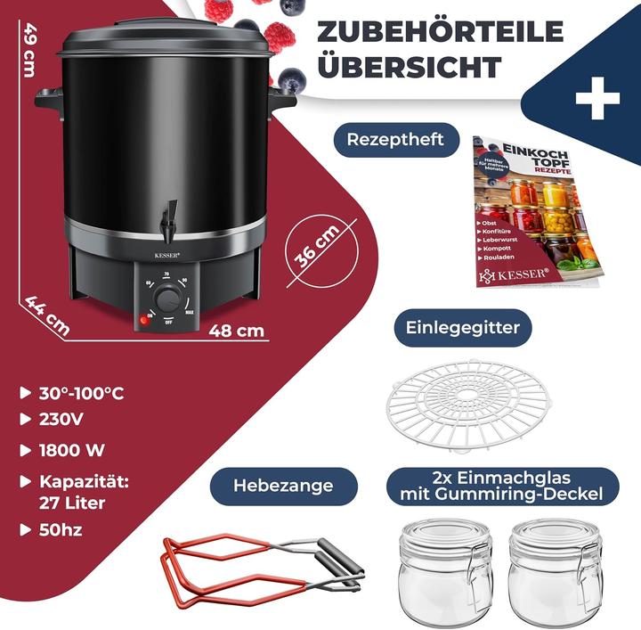 Produktbild Kesser Einkochautomat mit Temperaturregelung und Zubehörset (27 l)