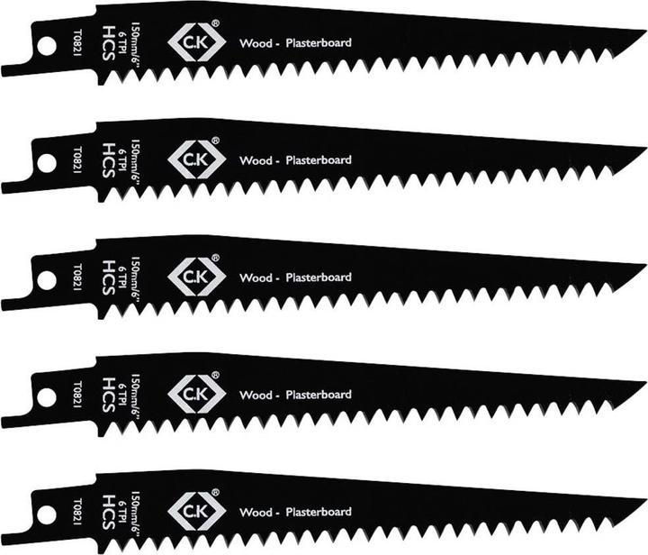 C.K Magma C.K T0821 reciprocating saw blades 6 tpi, pack of 5 saw blade length 150 mm 5 pcs.